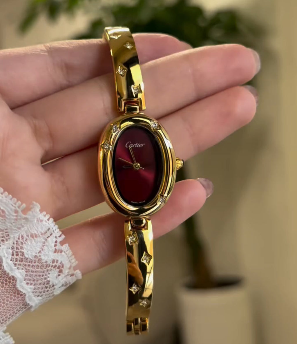 Deep Red Stone Watch with Kada